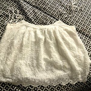 Black Tape Eyelet white tank with under lining.